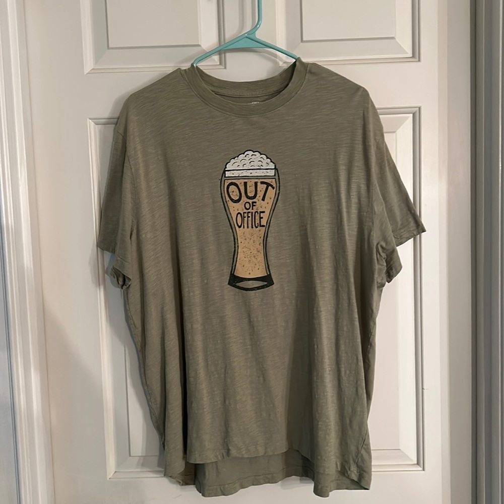 Light green Cremieux “Out of Office” t-shirt.